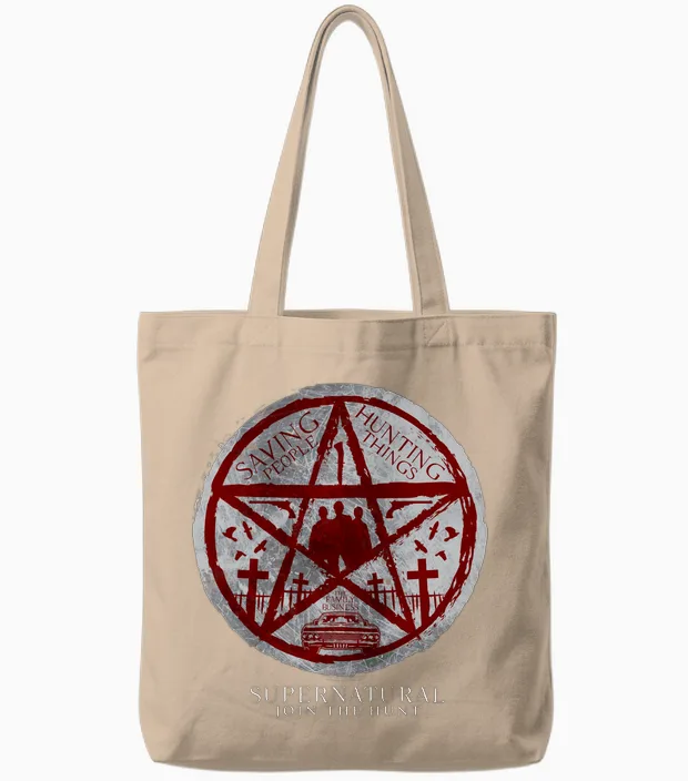 Supernatural Saving People Hunting Things Langarmshirt Tote Bags in Natural