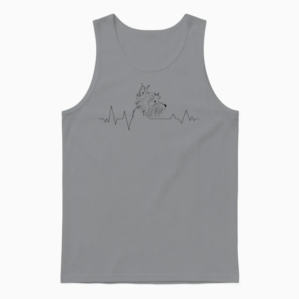 Dog-Breed Yorkshire-Terrier-Dog Heartbeat Dog Unisex Tank Top in Sport Grey