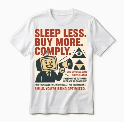 Satirical Surveillance Protest Design Unisex T-Shirt - White