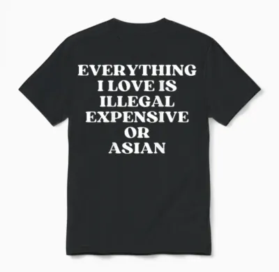 Expensive or Asian (on Back) Unisex T-Shirt - Black