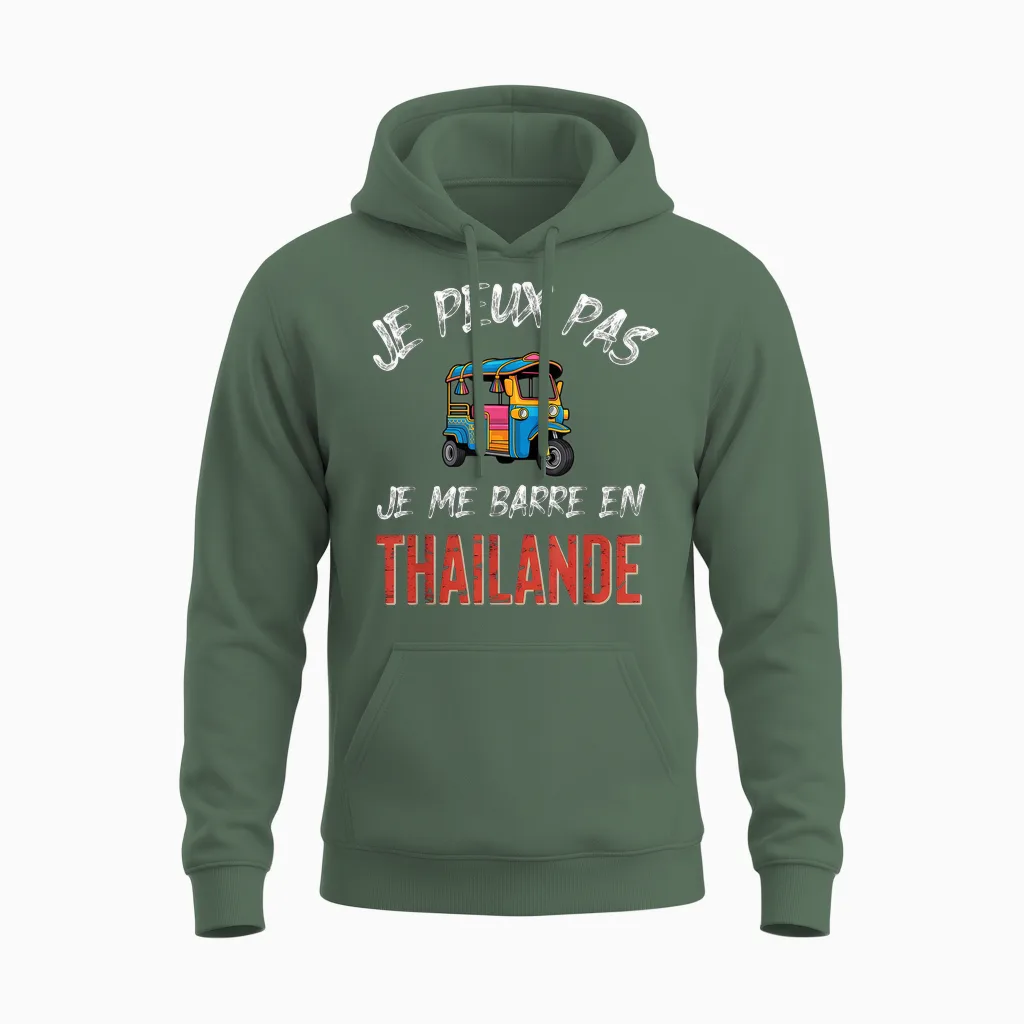 Je Peux Pas J'me Barre En Thailand Unisex Hoodie in Military Green