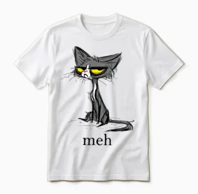 Funny Meh Cat Gift for Cat Lovers Unisex T-Shirt - White