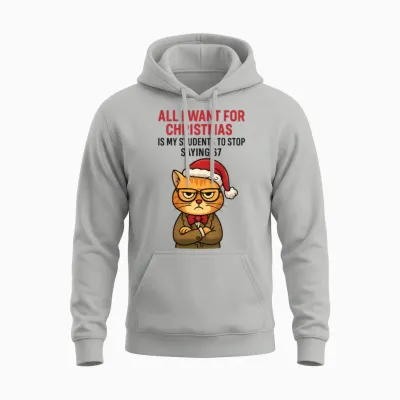 Grumpy Cat Teacher Christmas “stop Saying 67” Gift Unisex Hoodie - Ash
