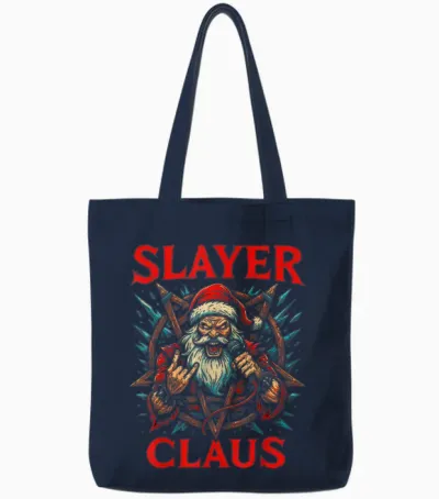 Slayer Claus Blegh Santa Metal Tote Bags - Navy