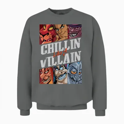 Disney Villains Chillin' Like a Villain Group Portrait T-Shirt Small Unisex Sweatshirt - Graphite Heather