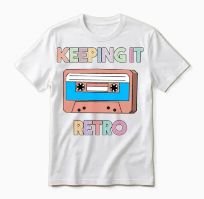Keeping It Retro - 90's Retro Cassette Tape Design Unisex T-Shirt - White