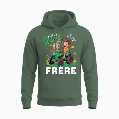 Child Future Big Brother 2026 Boy Gift Announcement Baby 2026 Unisex Hoodie - Military Green
