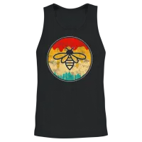 Bee Retro Unisex Tank Top - Black – 2