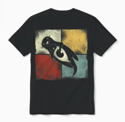 Otter Retro Vintage Unisex T-Shirt - Black