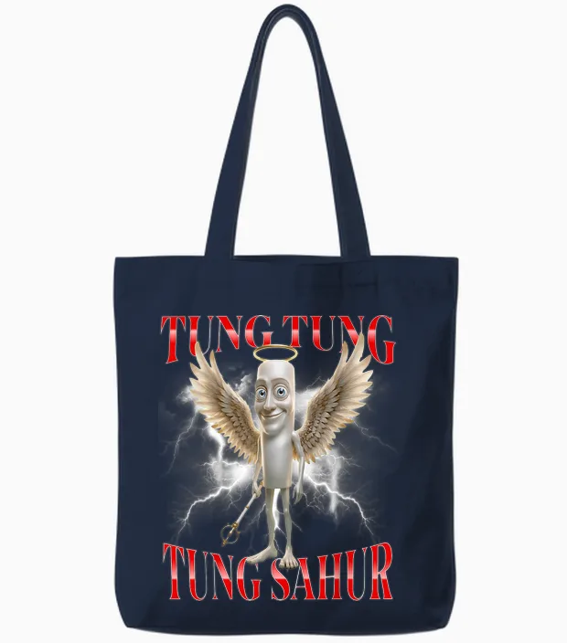 Tung Tung Sahur Tote Bags in Navy