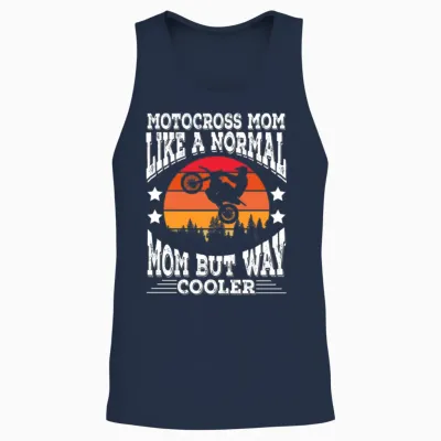Cool Motocross Mom Retro Unisex Tank Top - Navy