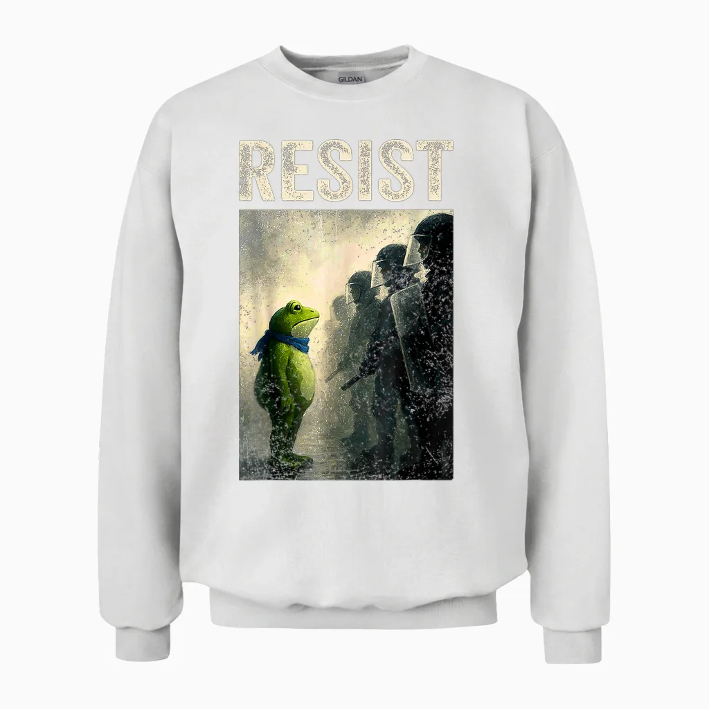 Resist Frog Portland Frog Protest Unisex Sweatshirt in White