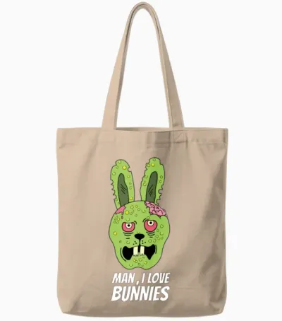 Funny Zombie Bunny Tote Bags - Natural