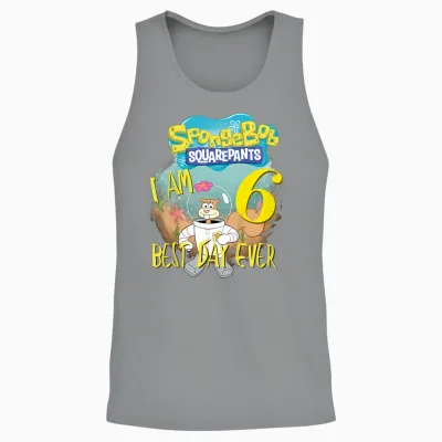 Kids Original Spongebob Square Pants - 6th Birthday Sandy Cheeks Unisex Tank Top - Sport Grey