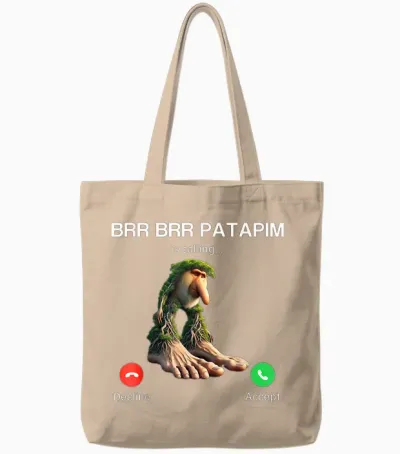 Brr Brr Patapim Calls Brainrot Italian Brainrot Meme Tote Bags - Natural