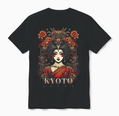 Kyoto, Japan, Geisha, Jugendstil Unisex T-Shirt - Black