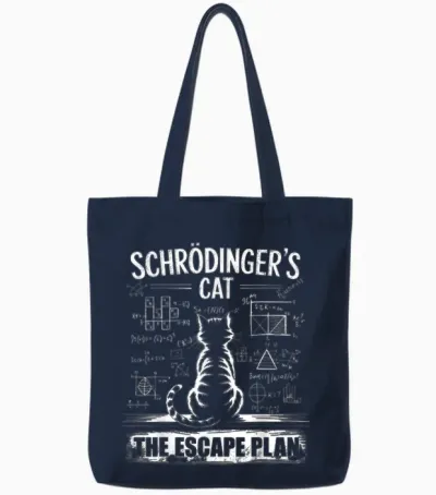 Schrödinger's Cat Funny Escape Science Plan Design Tote Bags - Navy