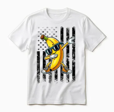 Dabbing Banana Retro American Flag Banana Lover Boys Unisex T-Shirt - White