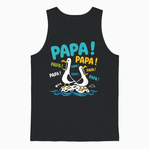 Fathers Day Ring Funny Child Who Screams Seagull Dad Unisex Tank Top - Black