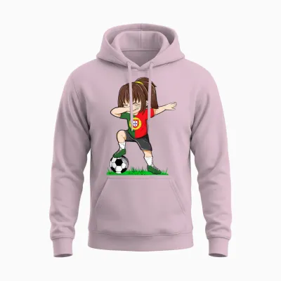 Fußball Portugal Trikot Shirt Portugiesische Flagge Fußball Mädchen Unisex Hoodie - Light Pink