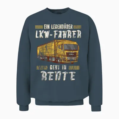 Männer Geschenk Für Lkw Fahrer Zum Ruhestand Rentner Trucker Ein Legendärer Lkw-Fahrer Geht in Rente Schwarz Klein Klassisch Trucker Halbarm Crew Neck Unisex Sweatshirt - Dark Heather