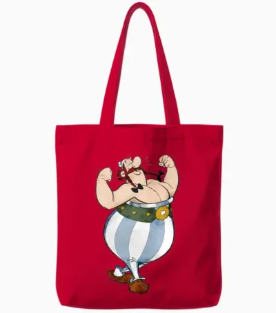 Asterix & Obelix Obelix Flexing Tote Bags - Red