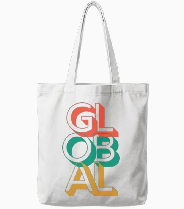 Retro Global Tote Bags in White