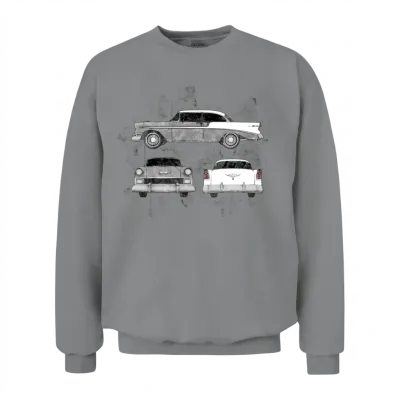 1956 Chevrolet Bel Air Sketch Silver Unisex Sweatshirt - Sport Grey