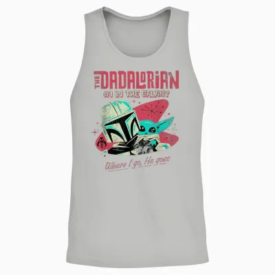 Star Wars #1 Dad Retro Dadalorian Where I Go Unisex Tank Top - Ash