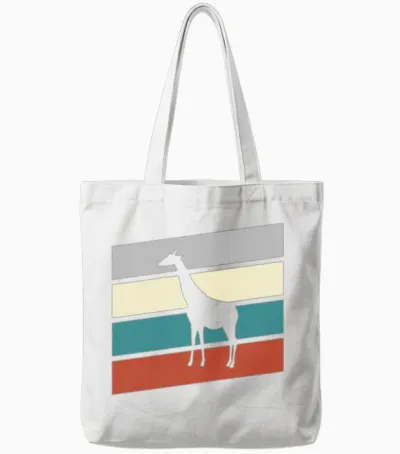 Giraffe Retro Tote Bags - White