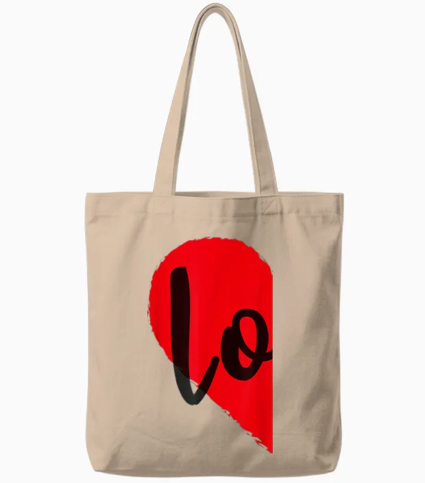 Couple Half Heart Love Funny Valentine's Day Women Men Adult Tote Bags in Natural