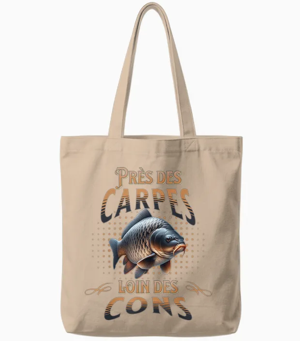 Gift for Carp Fishing Tote Bags in Natural