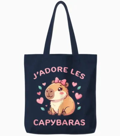 J'adore Les Capybaras Pour Fille Fan De Capybara Tote Bags - Navy