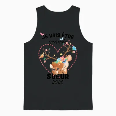 Child Pregnancy Announcement | Je Vais Etre Grande Soeur 2026 Unisex Tank Top - Black