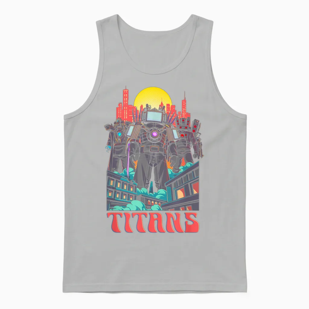 Skibidi Toilet Overload Unisex Tank Top in Ash
