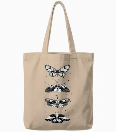 Celestial Moth Collection(white) Tote Bags - Natural