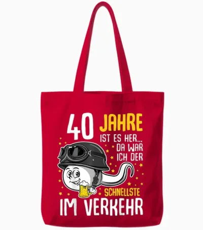 Men's 40 Years Ago the Fastest in Traffic 40th Birthday Man T-Shirt, Black Tote Bags - Red