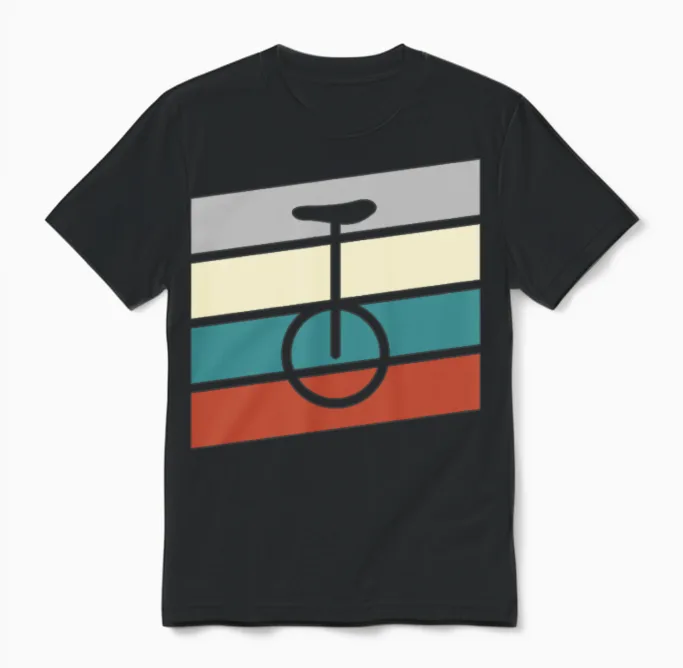 Unicycle Retro Unisex T-Shirt in Black