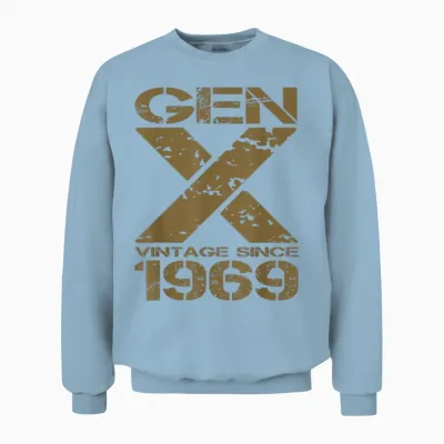 Gen X Vintage Depuis 1969 Retro Generation X Unisex Sweatshirt - Light Blue