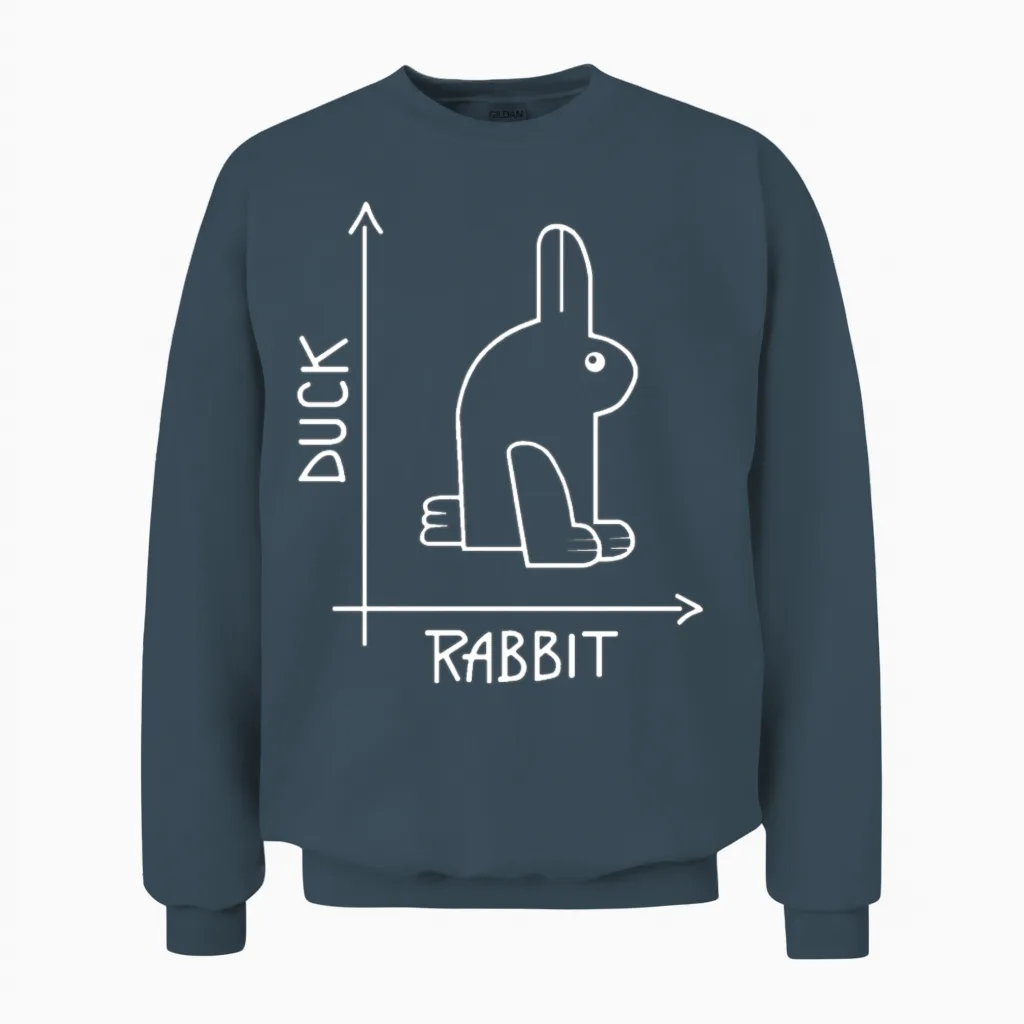 Duck or Rabbit Optical Illusion Unisex Sweatshirt in Dark Heather