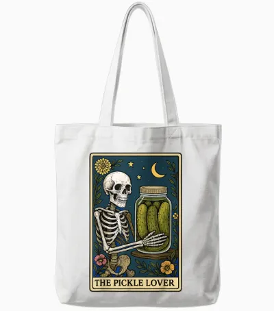 The Pickle Lover Tarot Card Tote Bags - White