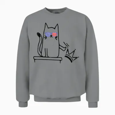 Cat No Kings in America Funny Political Cat Lady Unisex Sweatshirt - Sport Grey