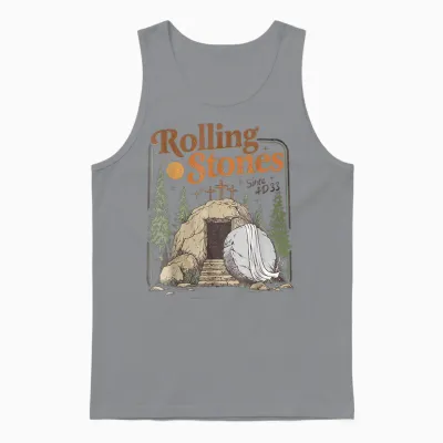 The Stone Was Rolled Away He Is Alive Retro Christian Easter Unisex Tank Top - Sport Grey