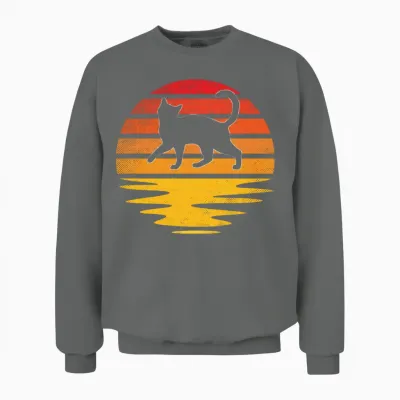 Cat Retro Unisex Sweatshirt - Graphite Heather