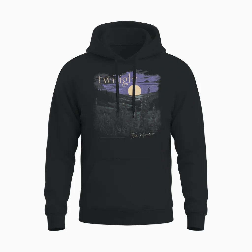 Twilight Saga the Meadow Flowers and Moon Souvenir Movie T-Shirt, Black, S Unisex Hoodie in Black
