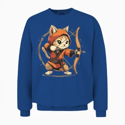 Cat Archer on Archery T-Shirt, Black, S Unisex Sweatshirt - Royal