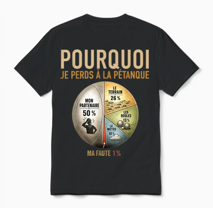 Bouliste Perdant Pourquoi Je Perds à La Pétanque Unisex T-Shirt in Black