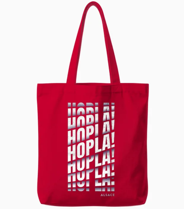 Hopla! Alsatian Vocabulary Gift Idea Alsace Alsatian T-Shirt, Black, S Tote Bags in Red