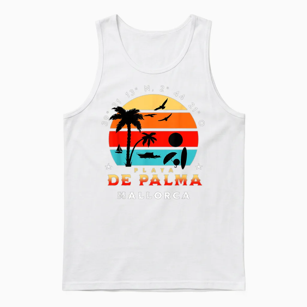Playa Palma Mallorca Urlaub Malle Outfit Unisex Tank Top in White