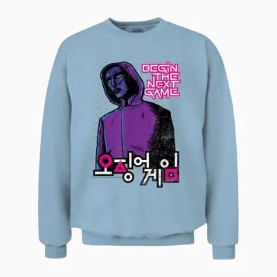 Squid Game Front Man Begin the Next Game Light Print Unisex Sweatshirt - Light Blue